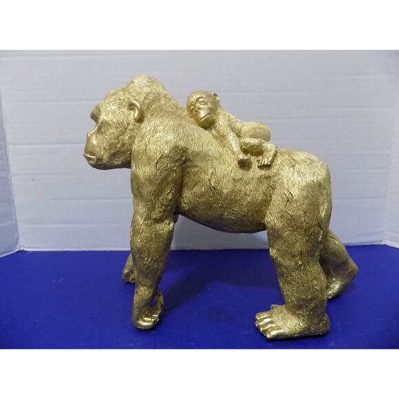 NEW Gorilla & Baby Ape King Kong Figurine Statue Monkey Silver Back - Picture 1 of 4